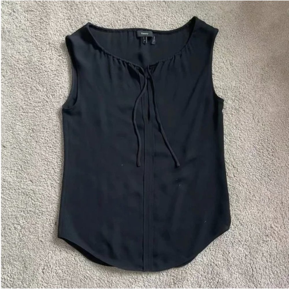 Theory Classic Stretch-silk Sleeveless Shirt (Size P)